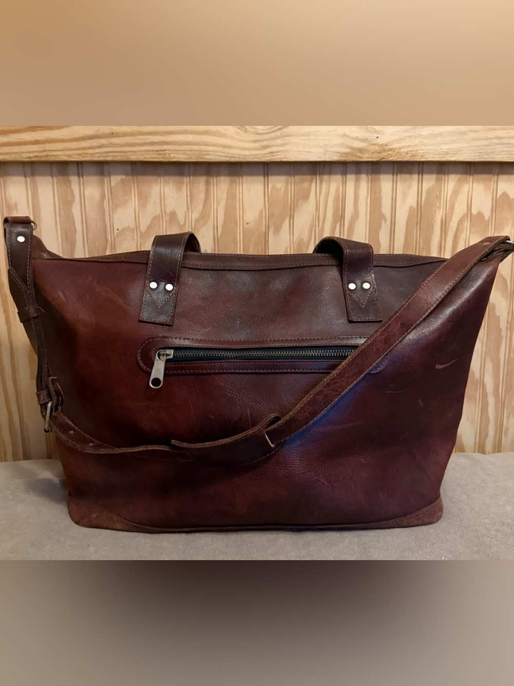 Nena & Co x Rocky Barnes Aztec Print Brown Leather Weekender Bag - Picture 3 of 14
